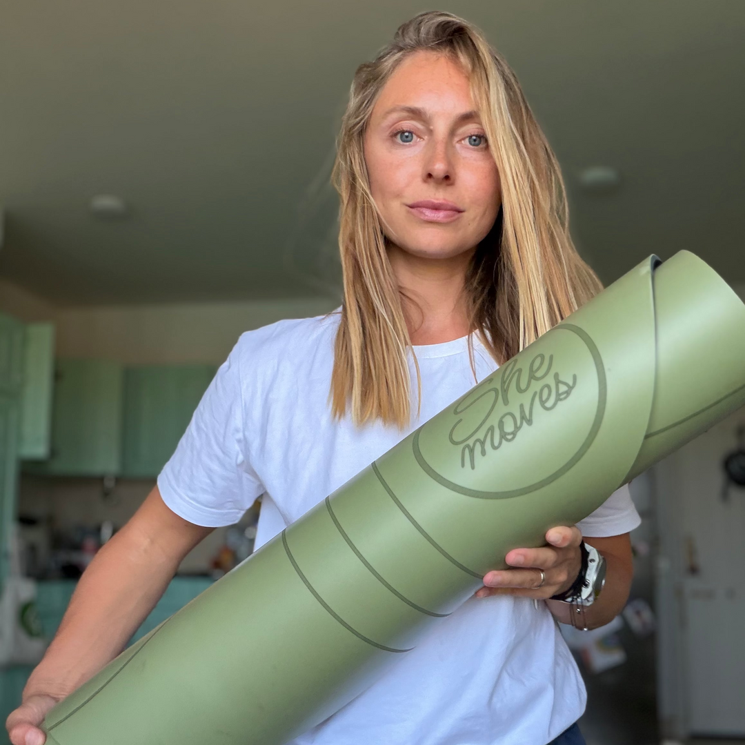The SheMoves high quality mat - Luxury feeling at your feet 5mm Thickened Natural Rubber Yoga Mat Color-Block PU